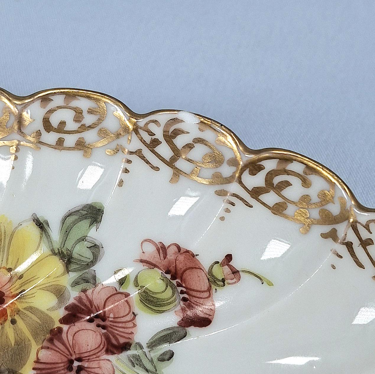 Antique Dresden Porcelain Cup and Saucer: Handpainted Floral Sprays — image 9