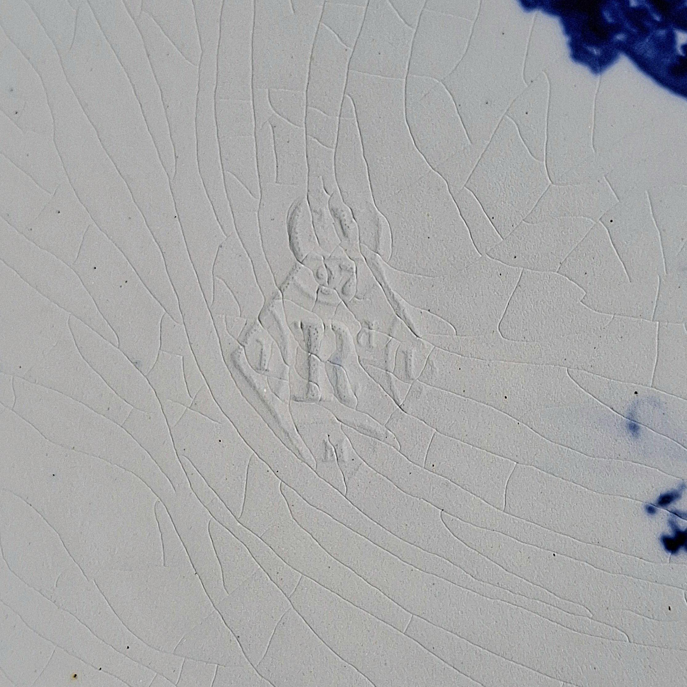 Antique Flow Blue Transferware Platter: Brown Westhead Moore 'Teutonic' Pattern — image 6