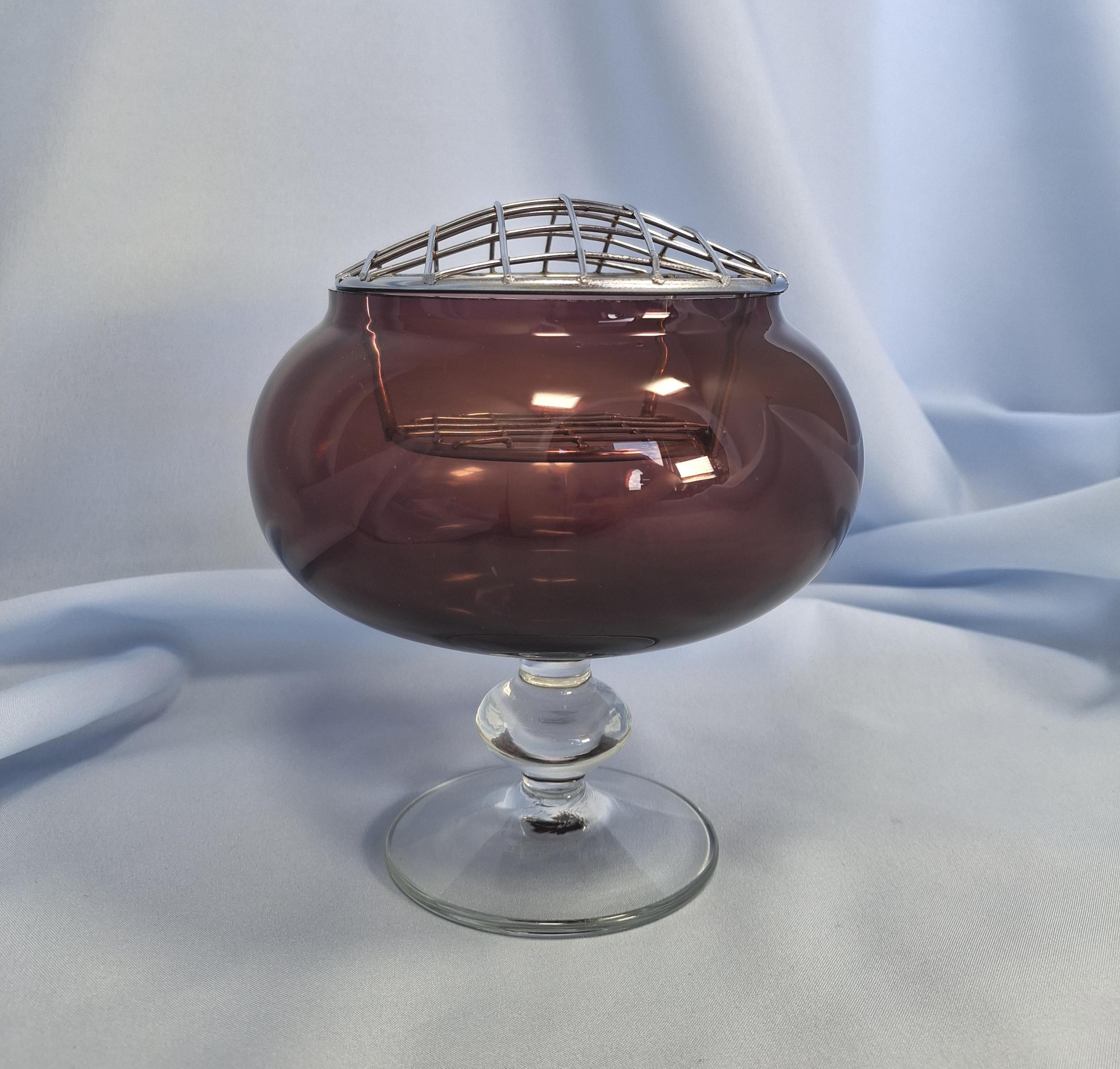 Vintage Amethyst Glass Rose Bowl, Pedestal Posy Vase — image 4