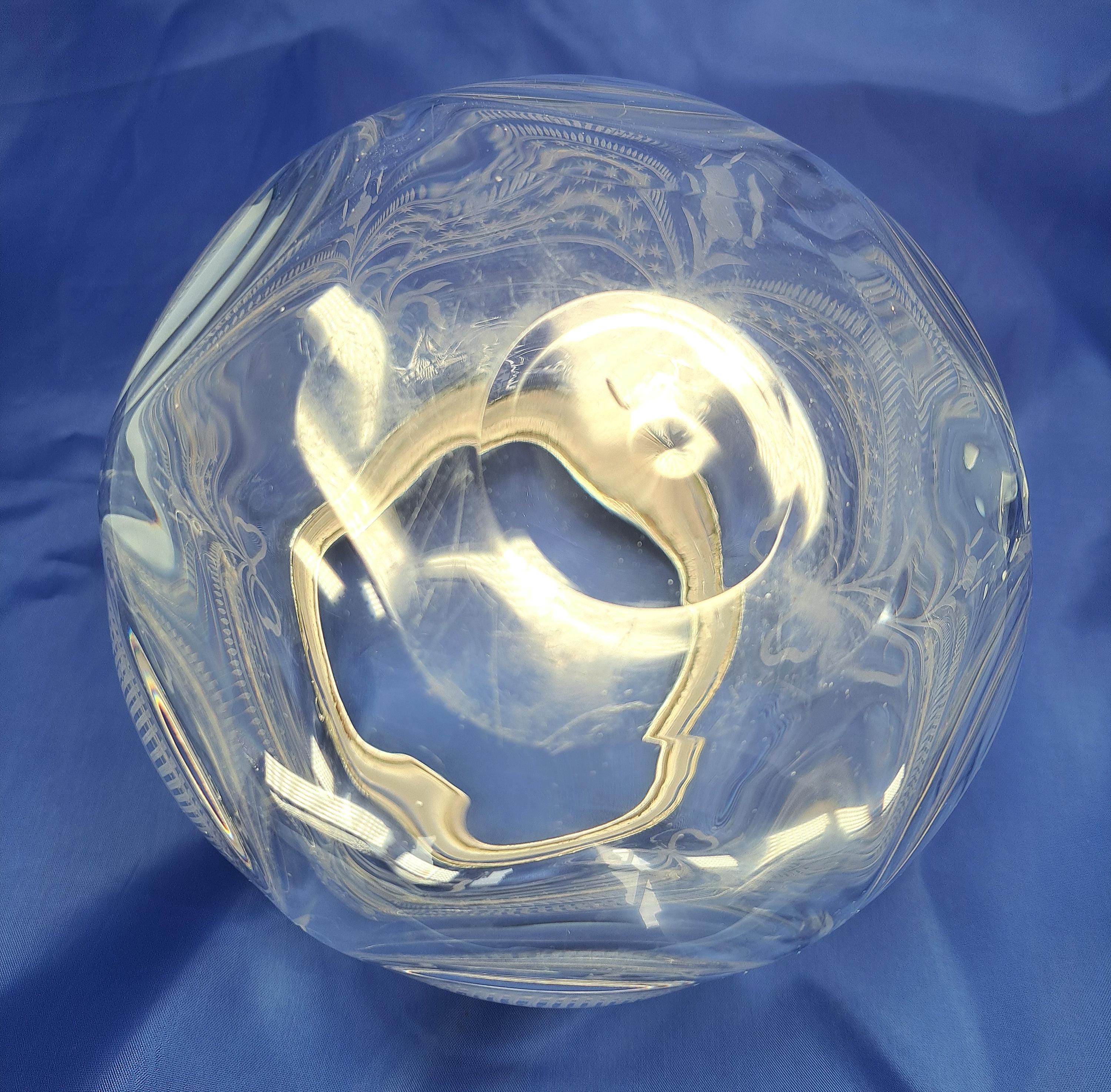 Antique Etched Glass Biscuit Barrel, Hand Blown, Silver Tone Lid, Edwardian Cookie Jar — image 9