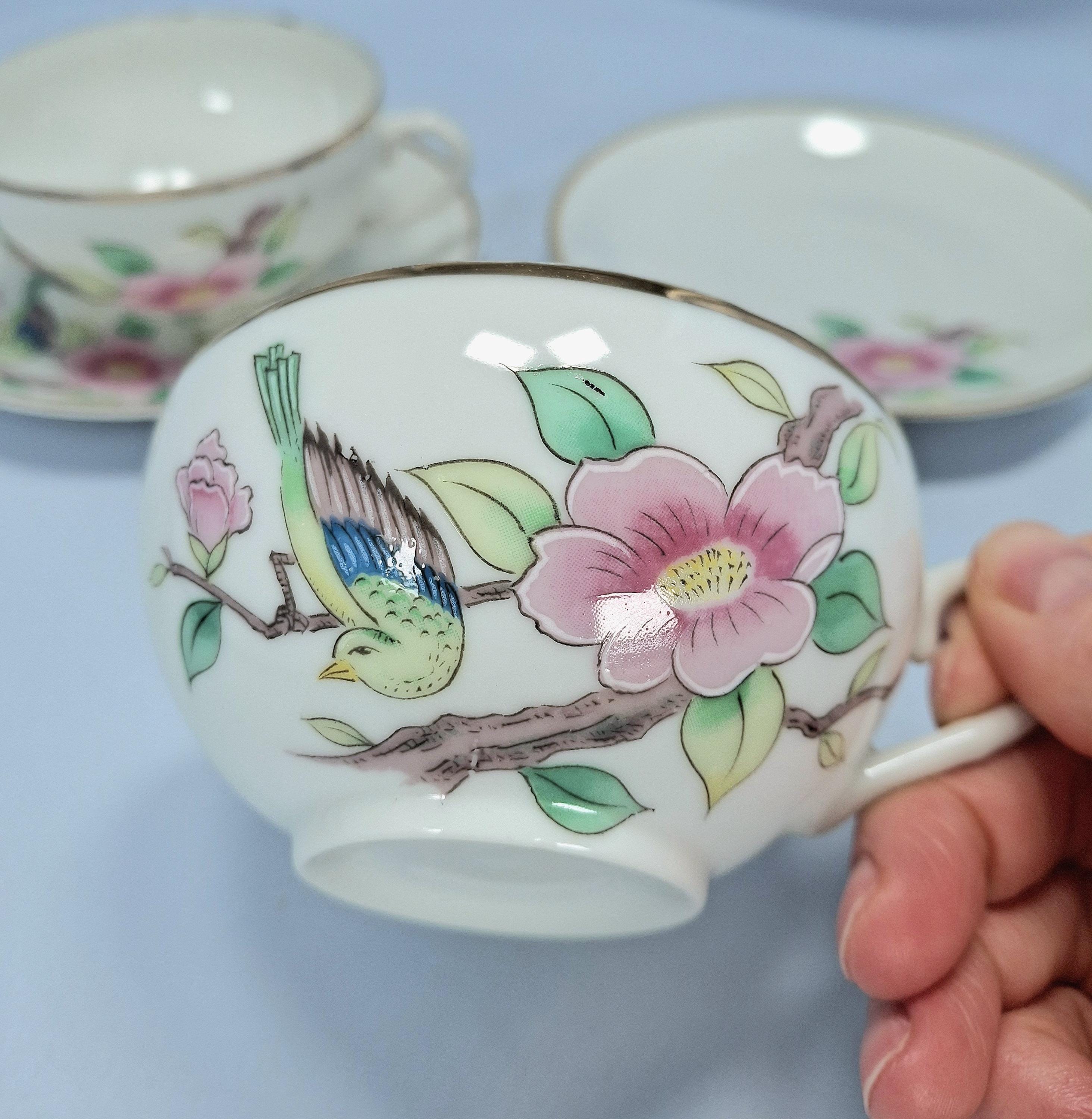 Japanese Lithophane Geisha Eggshell Porcelain Tea Cup and Saucer — image 3