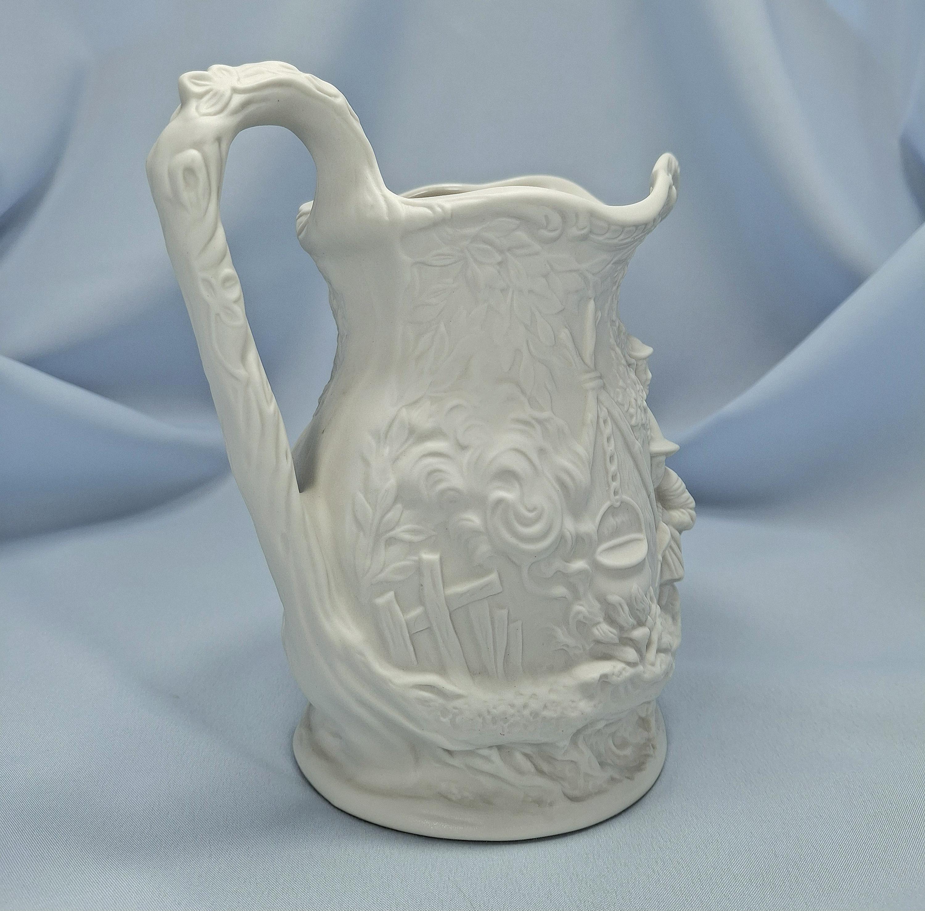 Vintage Portmeirion British Heritage Parian Collection White Jug Pilgrims & Witches. — image 4