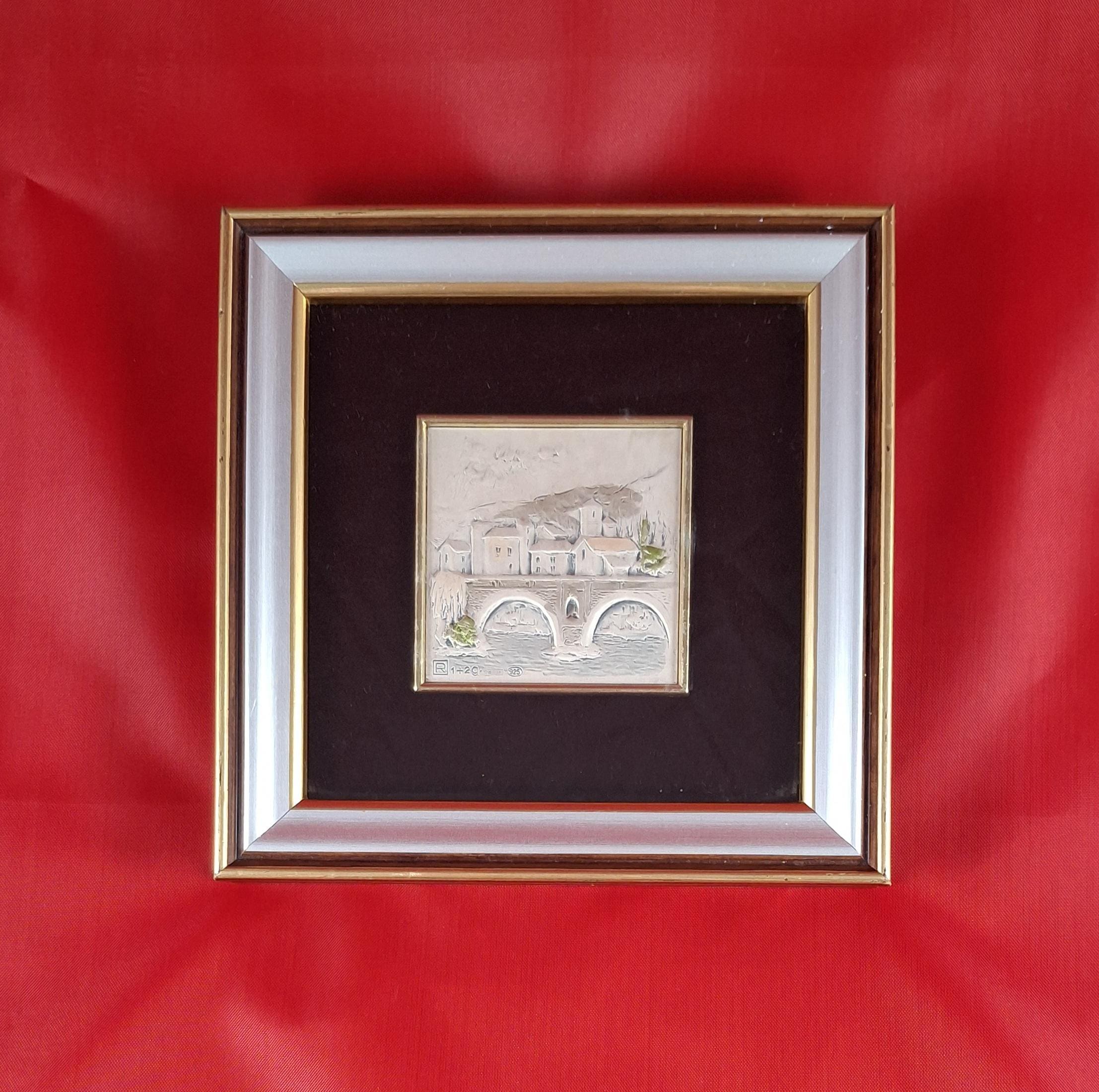 Vintage Sterling Silver Italy Painting: Framed Wall Art, Hand-Painted