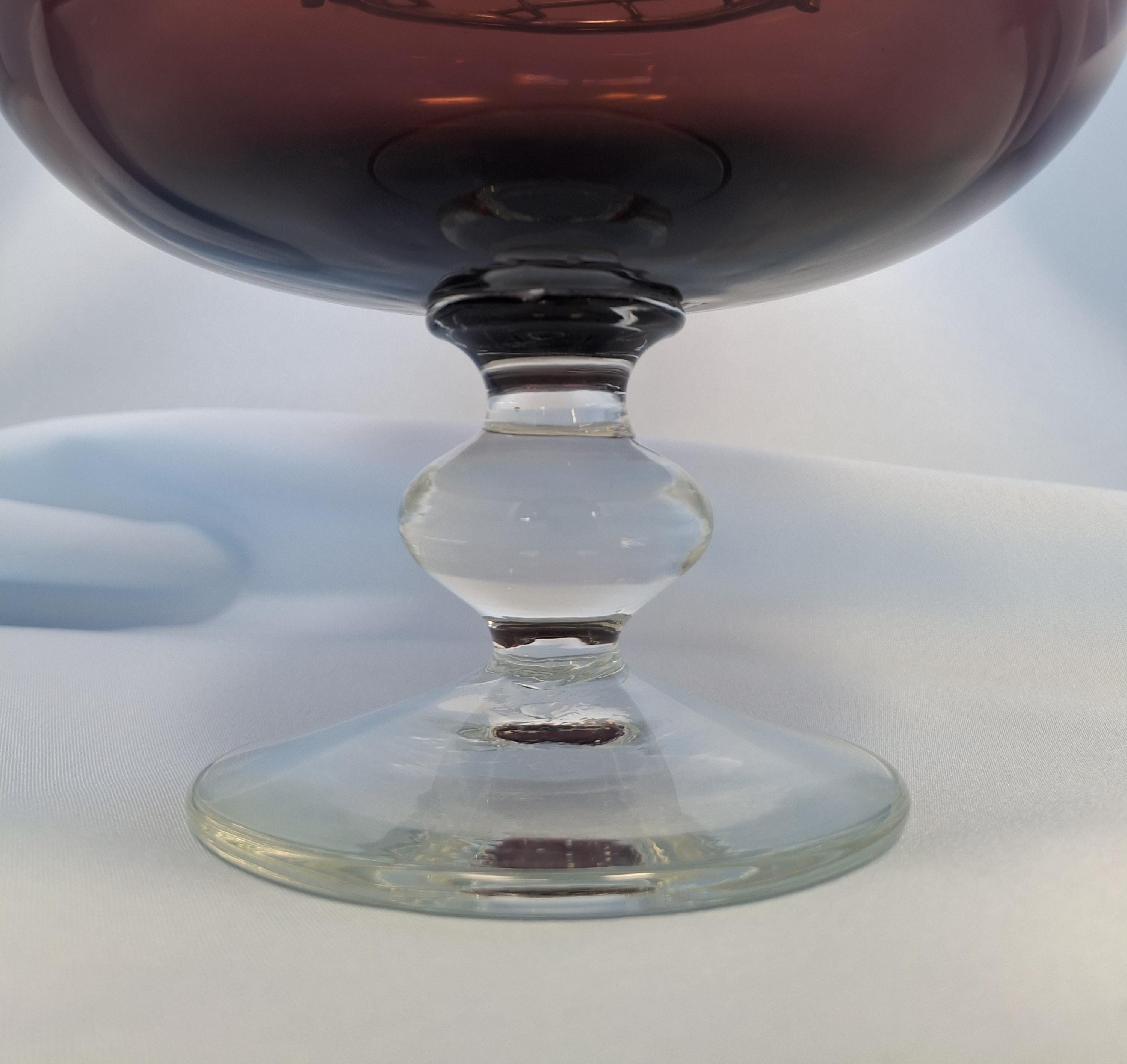 Vintage Amethyst Glass Rose Bowl, Pedestal Posy Vase — image 8