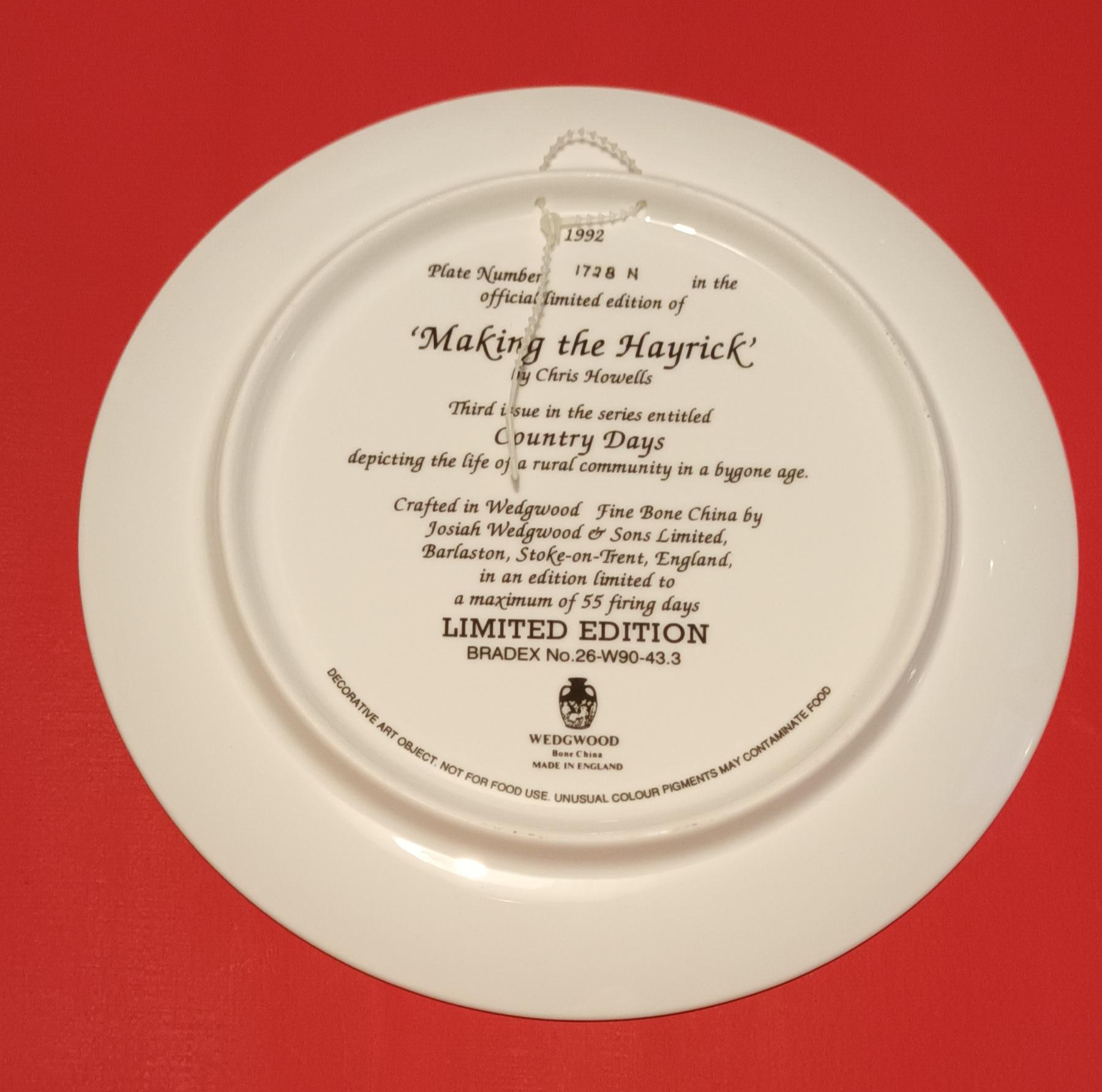 Wedgwood Plates Limited Edition Bone China Plate - Making The Hayrick - Early Morning Milk - The Apple Pickers — image 8