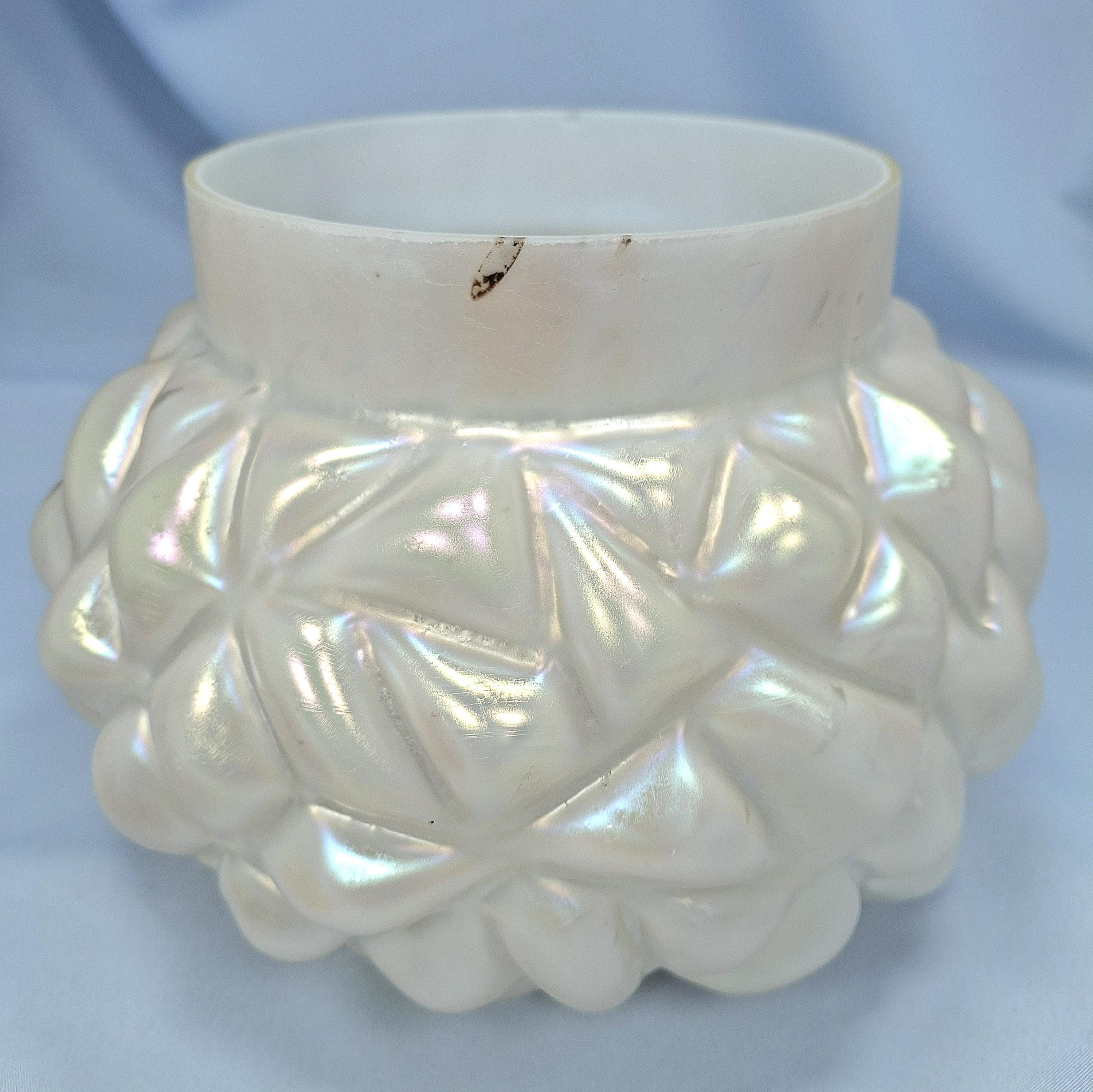 Rare Big Rose Bowl, Kralik Bohemian Art Glass Vase & Flower Frog, circa 1900. Antique — image 5