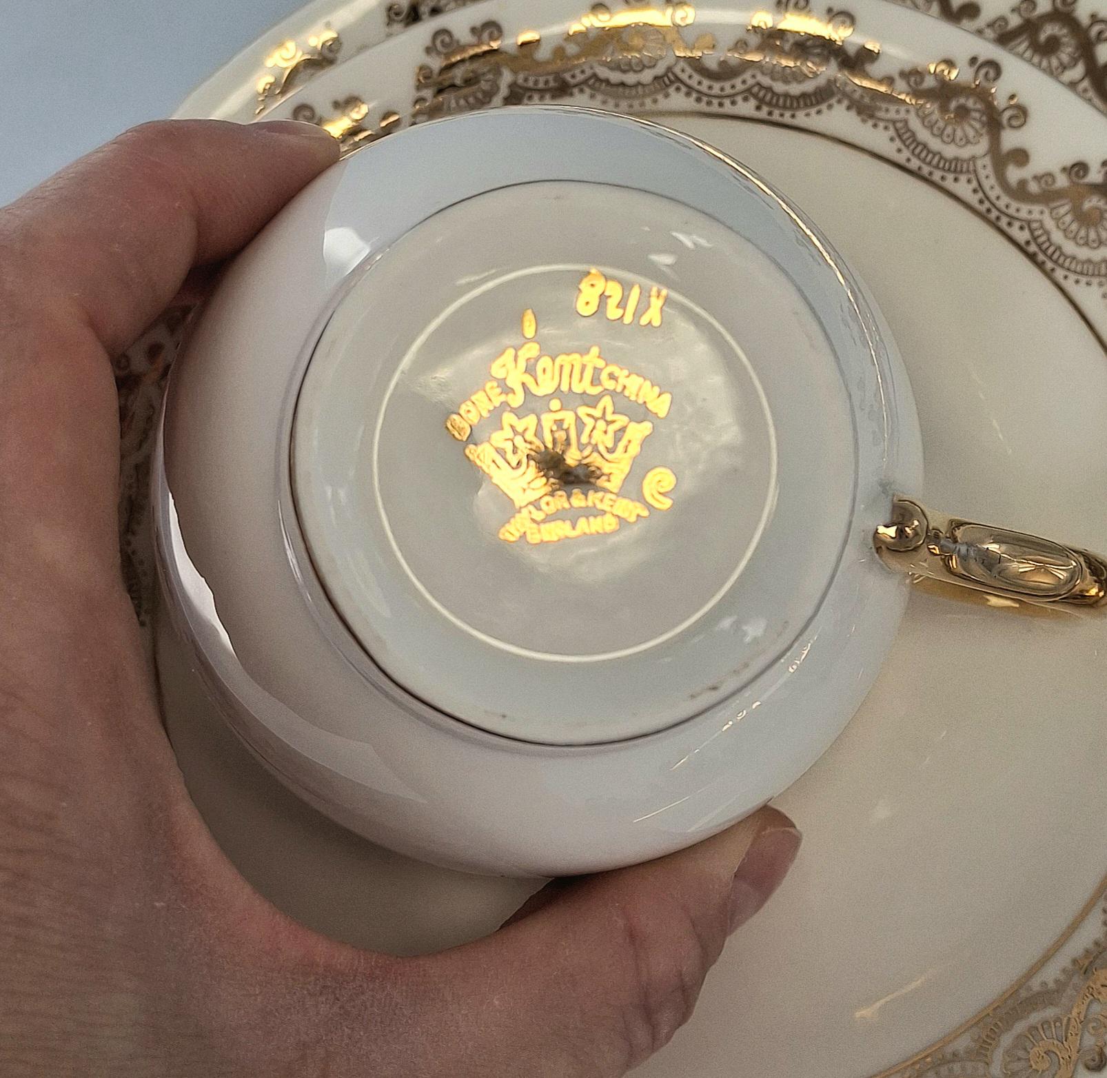 Vintage Taylor & Kent England Tea Set, Pink Rose Bone China, 15-Piece Cottagecore Floral — image 8
