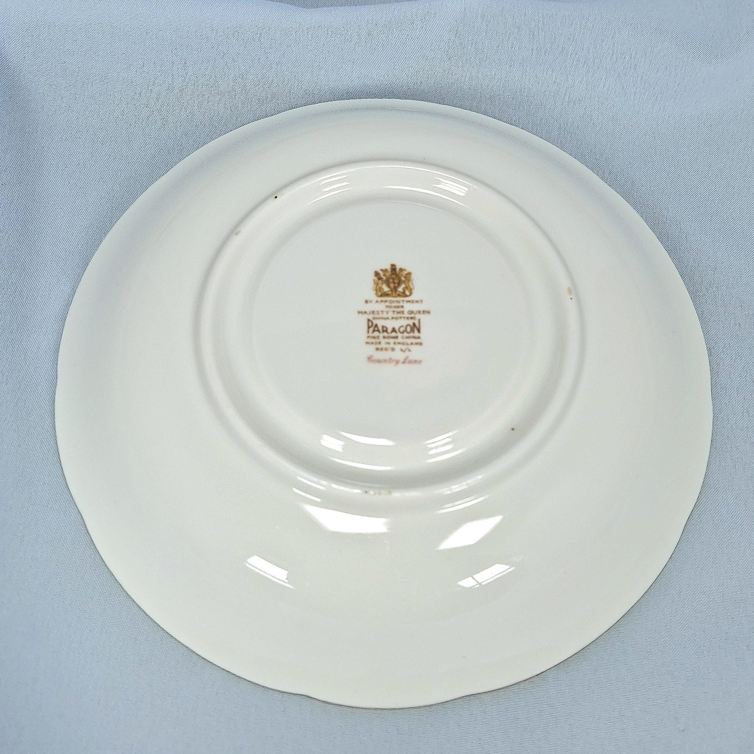 Vintage Paragon Bone China Soup Bowl & Saucer: Country Lane Honeysuckle Design — image 10