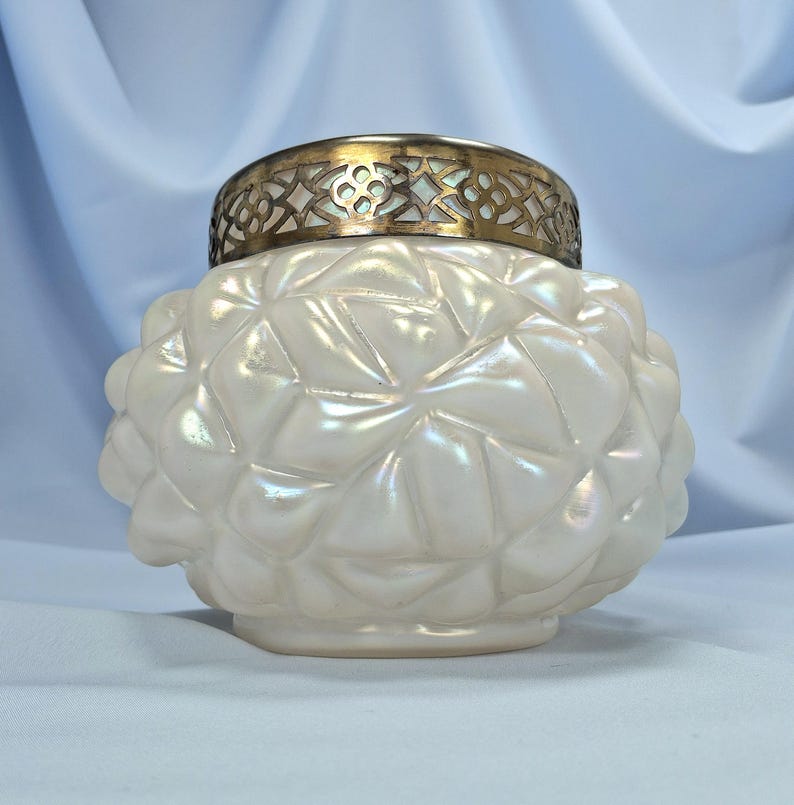 Sällsynt stor rosenkål, Kralik Boho Art glasvas och blomgroda, cirka 1900. Antik bild 11
