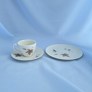 Vintage Royal Doulton Tumbling Leaves Kaffee-Set, Bone China, England. 19teilig Bild 13