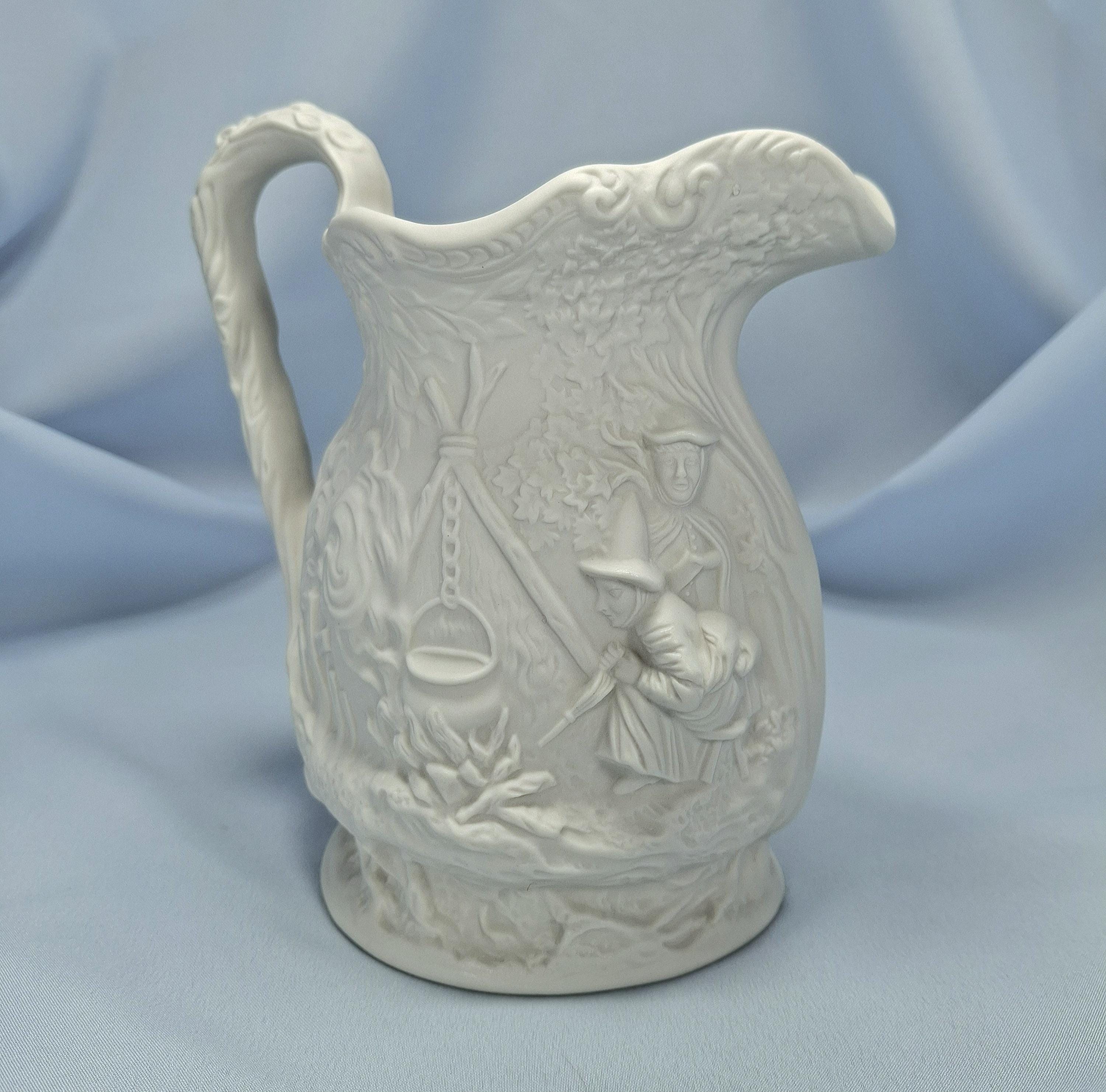 Vintage Portmeirion British Heritage Parian Collection White Jug Pilgrims & Witches. — image 2