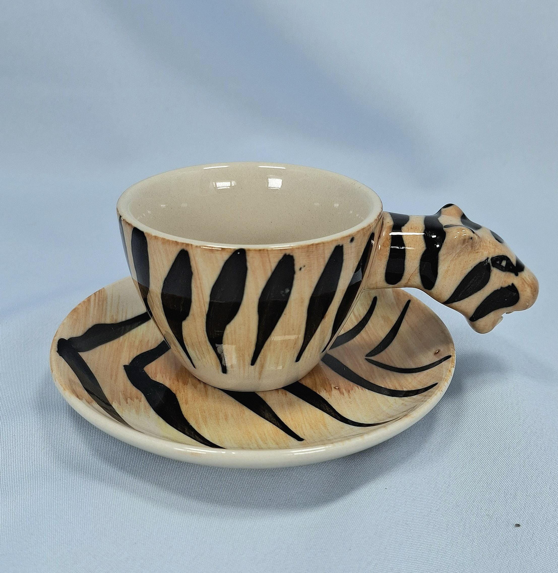 Vintage Expresso Coffee Cup and Saucer, Italy, Wildlife Safari- Zebra, Tiger, Rhino, Leopard, Giraffe — image 8