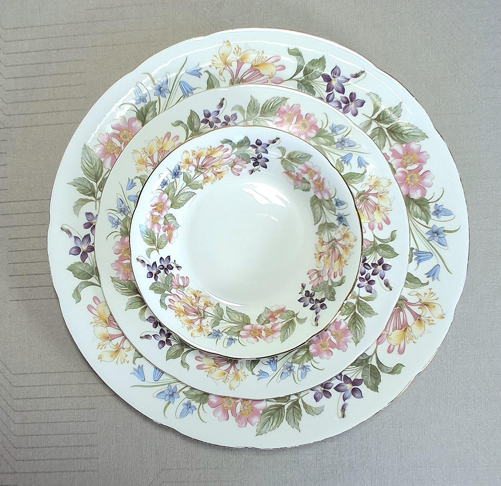 Vintage Paragon Bone China Plate Set: Country Lane Honeysuckle Design — image 4