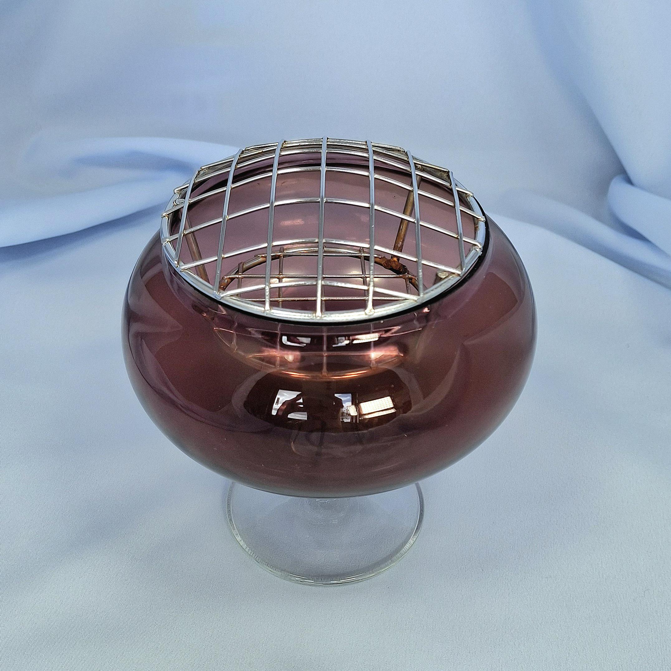 Vintage Amethyst Glass Rose Bowl, Pedestal Posy Vase — image 3