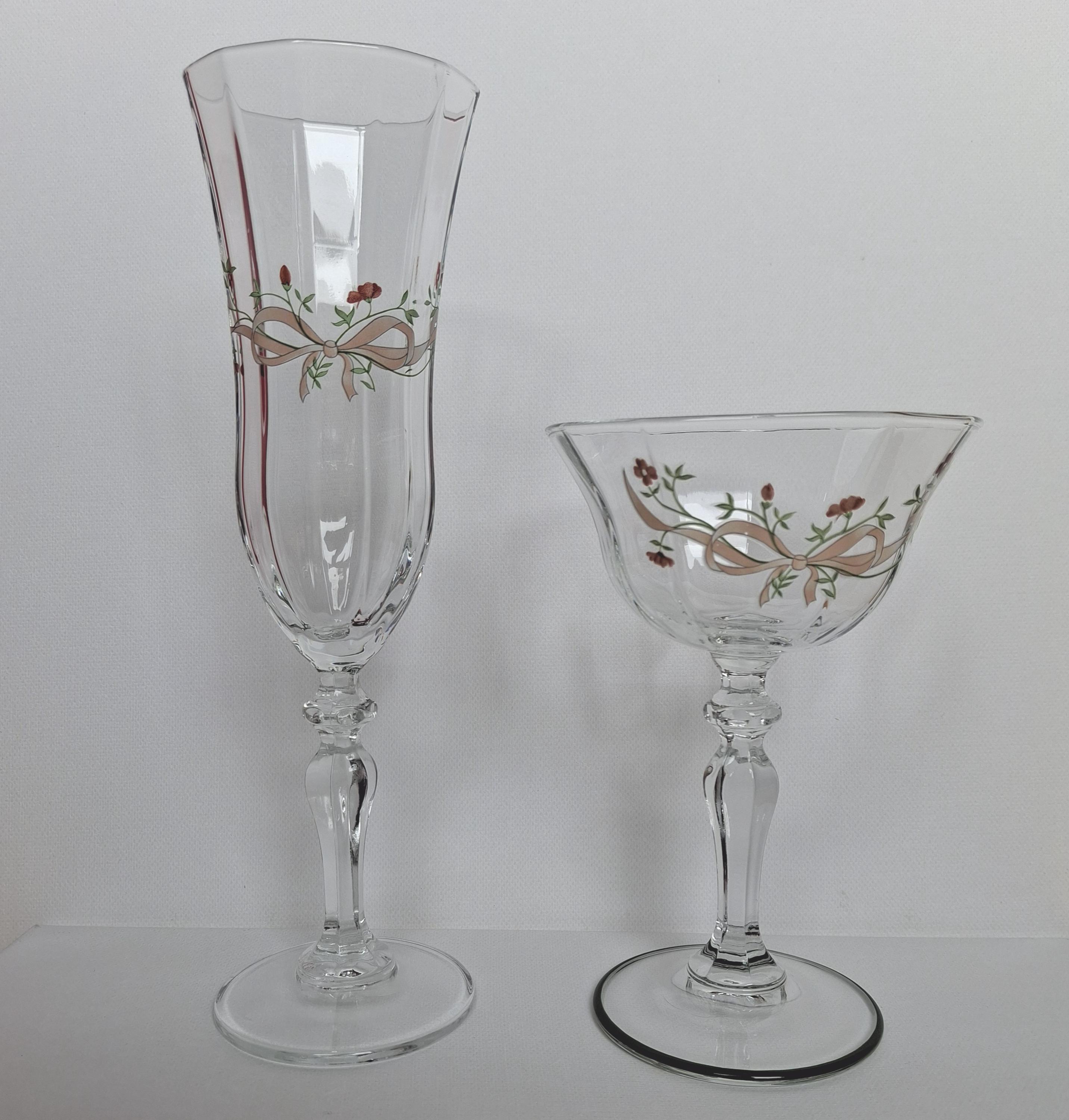 Eternal Beau Champagne Coupe Glasses: Johnson Brothers Pink Floral Design — image 4