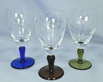 Vintage-Likörgläser mit Ätzung: Farbe oder 3er-Set wählbar