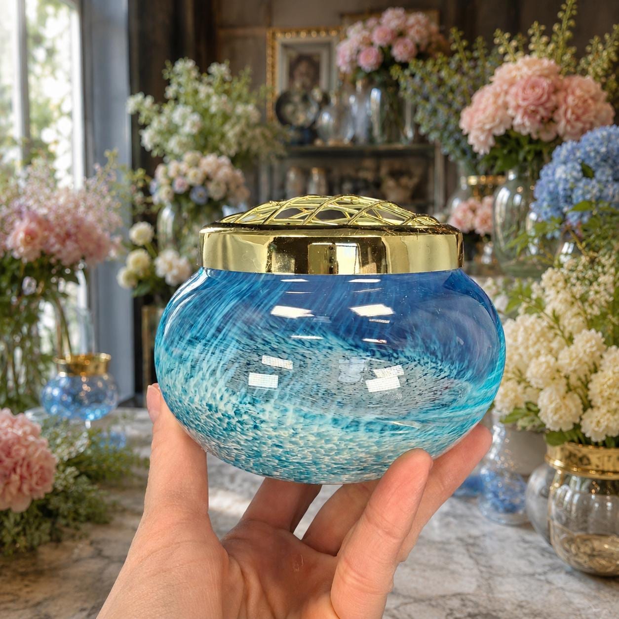 Vintage Crystal Rose Bowl with Lid - Cut Glass Centerpiece — image 9