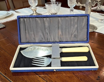 Vintage versilbertes Fischbesteck im Originalkarton