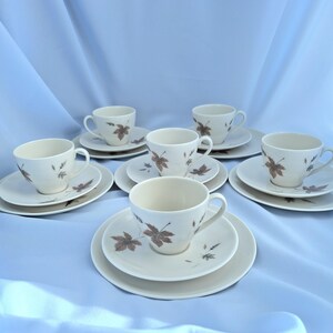 Vintage Royal Doulton Tumbling Leaves Kaffee-Set, Bone China, England. 19teilig Bild 6