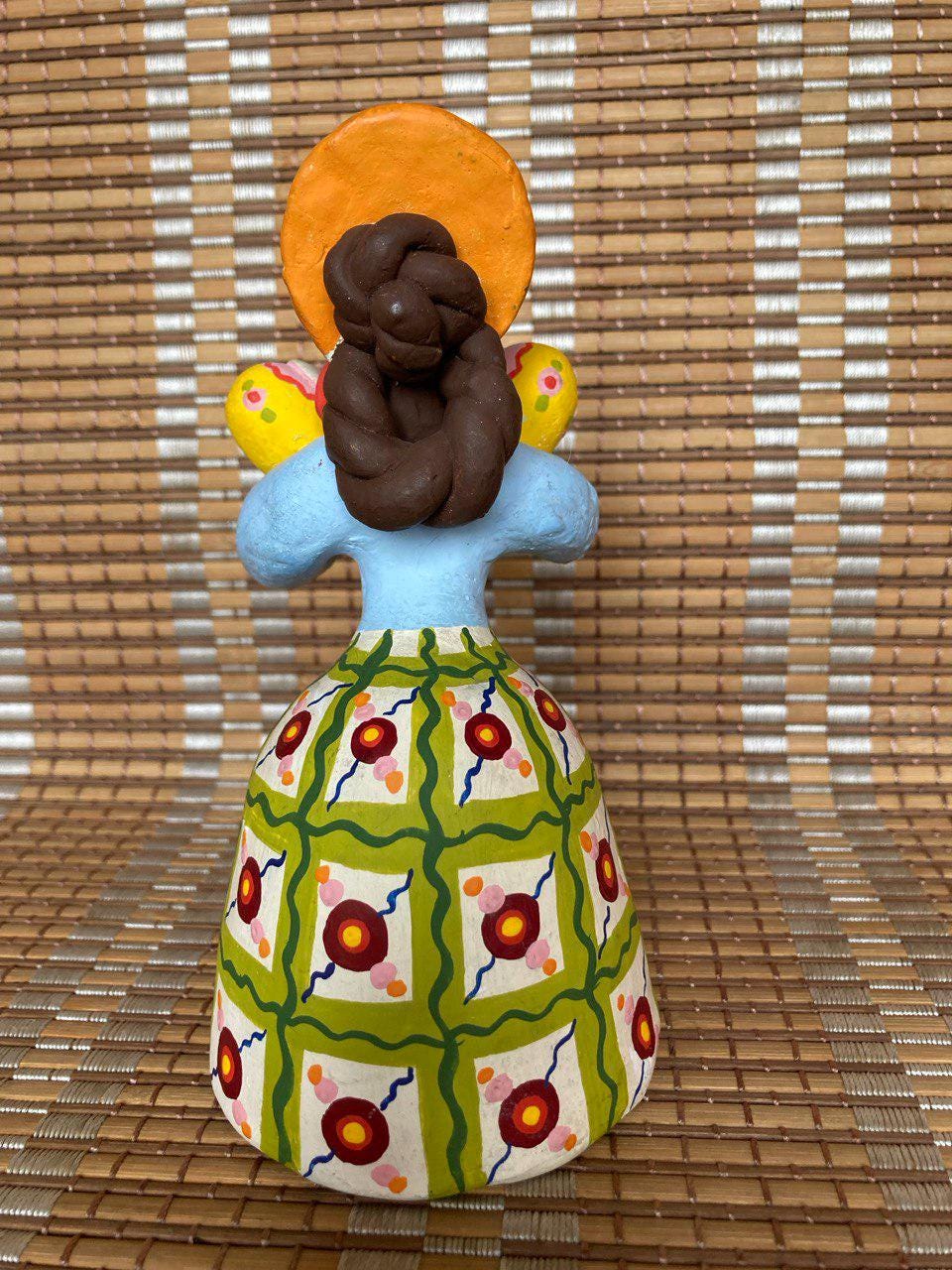 Hand Painted Dymkovo Clay Figurine – Nursemaid with Two Infants — image 6