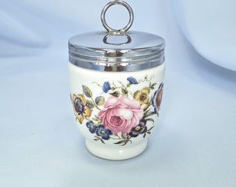 Royal Worcester Egg Coddler: Bournemouth Rose Floral Porcelain, King Size