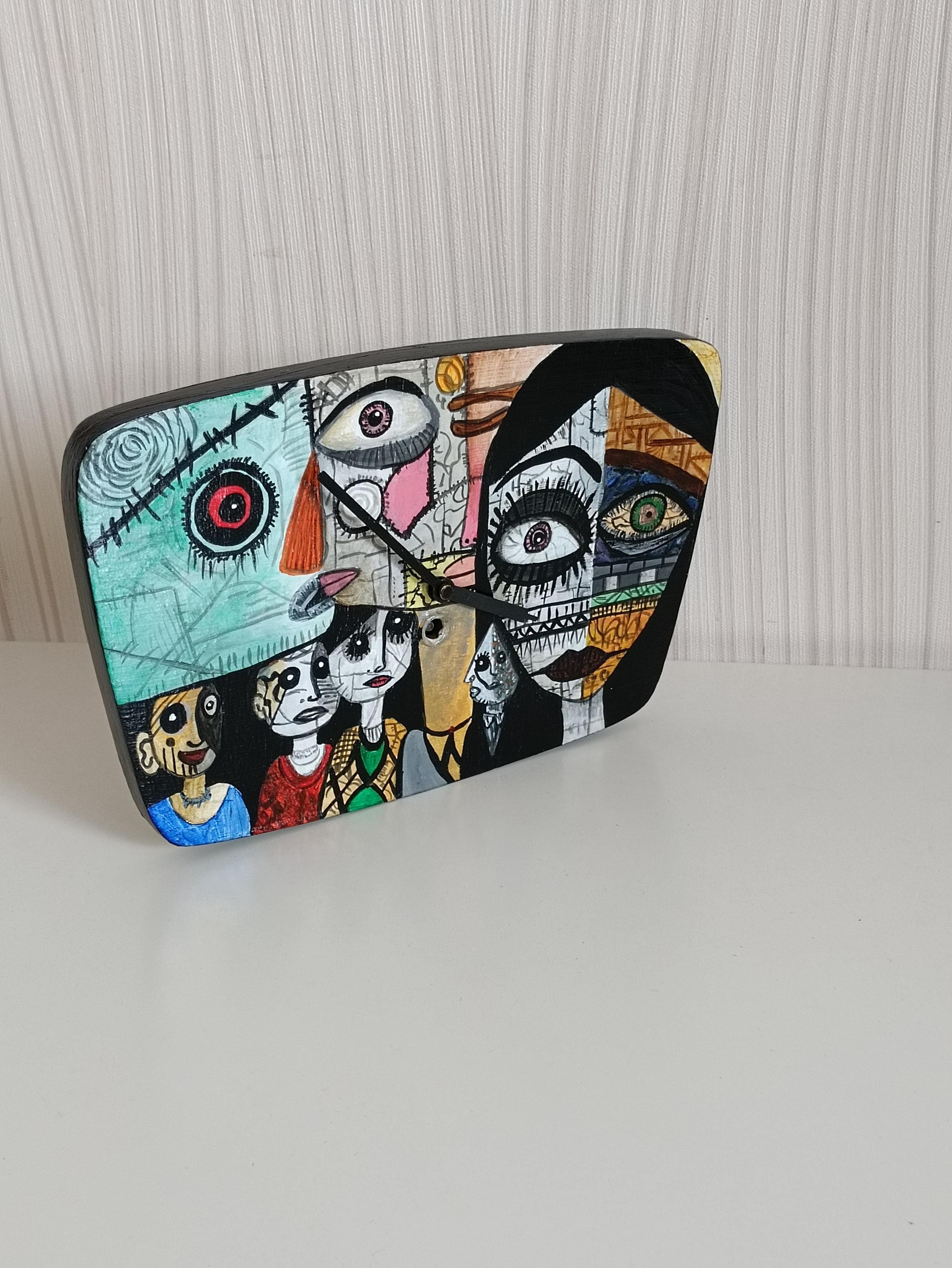Soviet USSR Vintage Clock Majak - Upcycled Hand Painted Wood. Wall, Mantel Clock — image 4