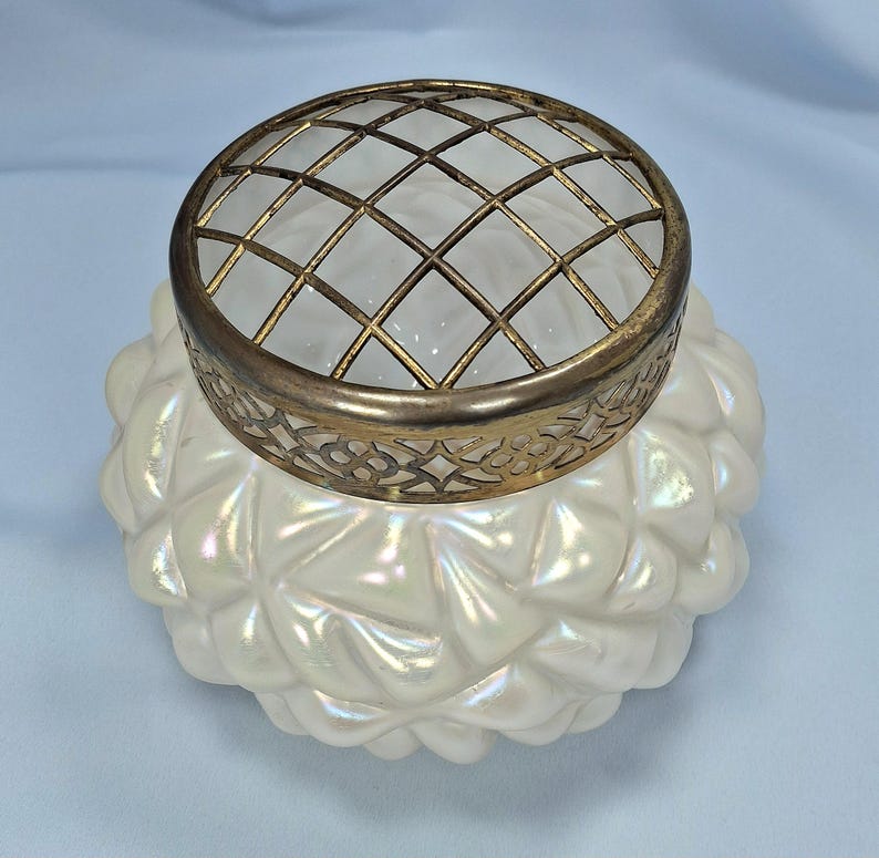 Sällsynt stor rosenkål, Kralik Boho Art glasvas och blomgroda, cirka 1900. Antik bild 12