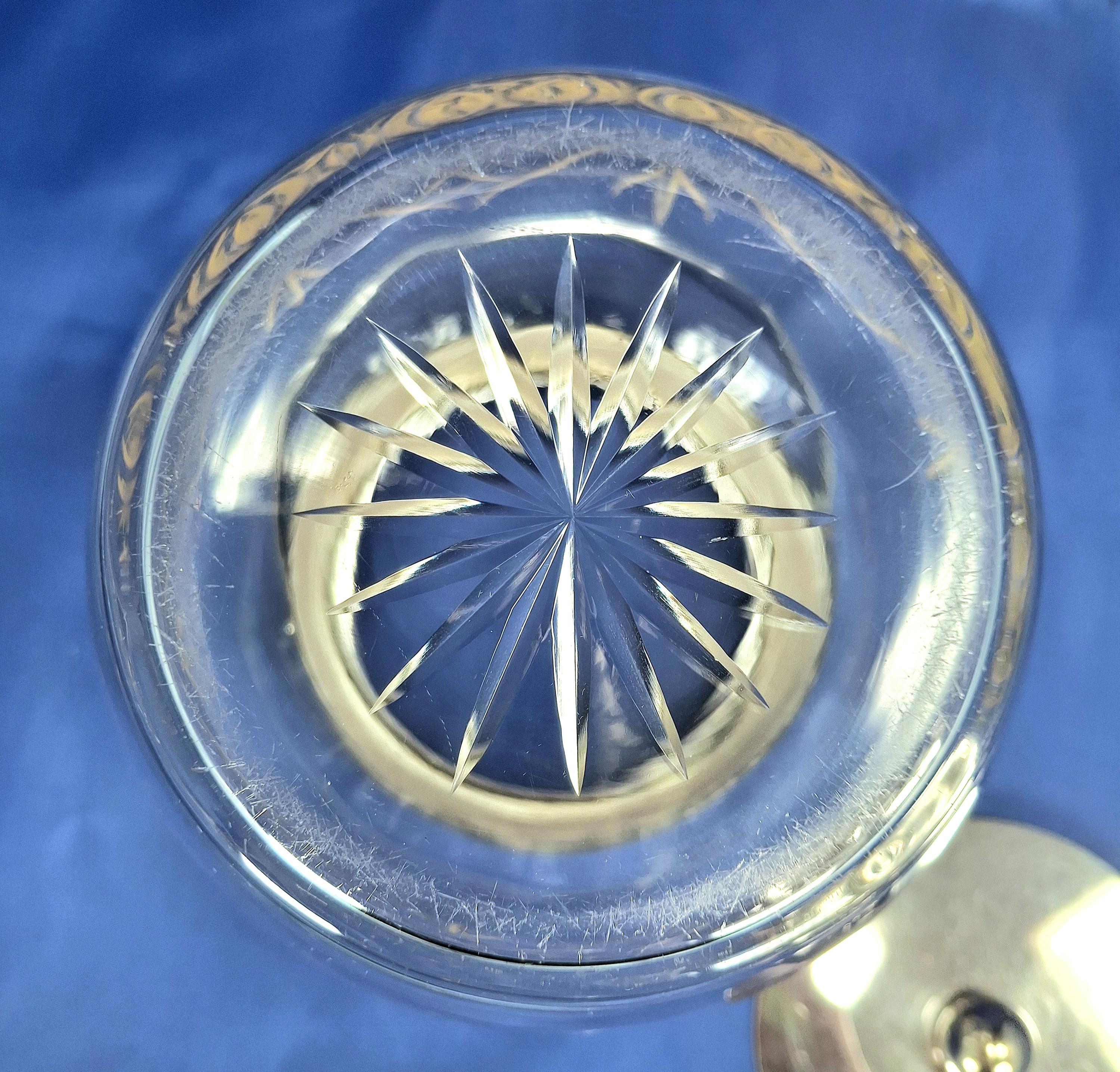 アンティークカットガラスビスケットバレル：銀メッキ蓋、英国製