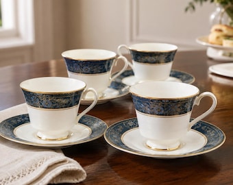 Royal Doulton Carlyle Tassen- und Untertassenset, englisches Knochenporzellan-Teeservice