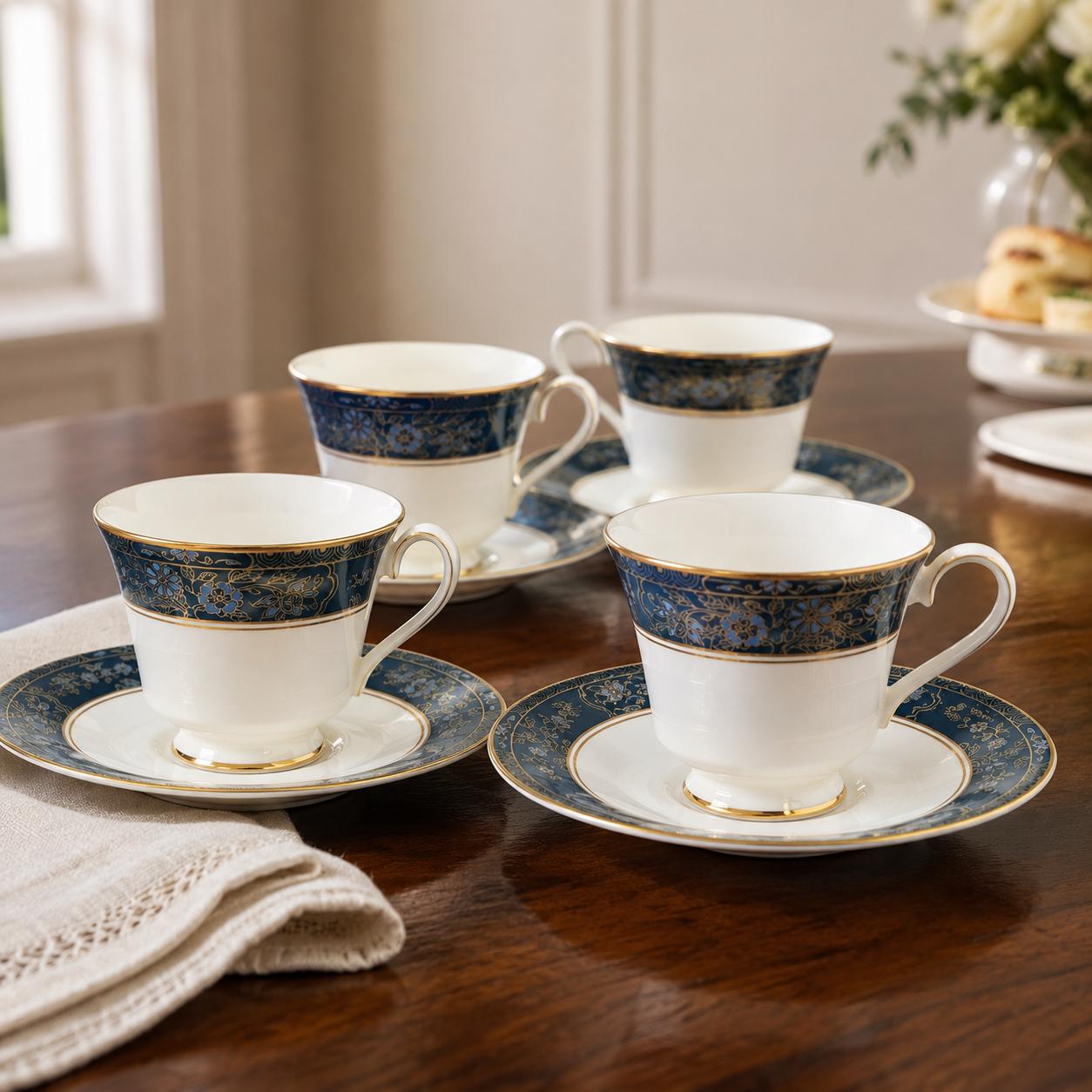 Royal Doulton Carlyle Cup and Saucer Set, English Bone China Tea Pairs