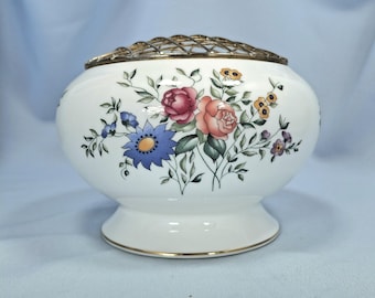Cuencos vintage Wedgwood para rosas: Kutani Crane y Avebury, jarrón floral oriental. Porcelana fina.