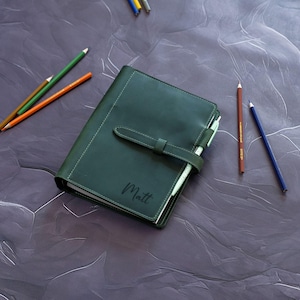 Leather Ring Binder A5 Personalized, Refillable Journal, Loose Leaf Planner, A4 A5 Discbound Notebook, Coworker Gift, Corporate Gift