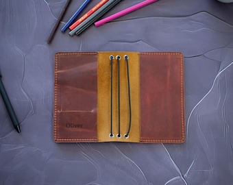 Funda para cuaderno de viaje de bolsillo con portalápices, funda para notas de campo con 3 insertos, funda para agenda de bolsillo, funda de diario recargable de cuero.