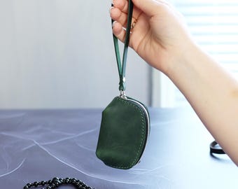 Genuine Leather Rosary Pouch, Zippered Prayer Bead Case, Keychain Holder, RCIA Gift