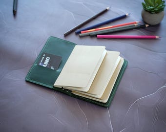 Personalized Leather Journal Cover, Refillable Planner Passport Holder Dad Gift