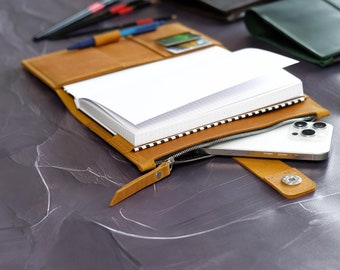 Leather Journal Cover, Hobonichi Cousin Cover, Travelers Notebook Accessories, Refillable Planner Cover A4 A5 B5 B6, Personal Coworker Gift