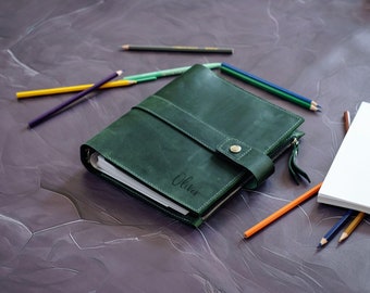 Leather Refillable Journal, Ring Binder, Name Loose Leaf Planner A5 A4, Custom Discbound Notebook, Coworker Gift, Graduation Gift