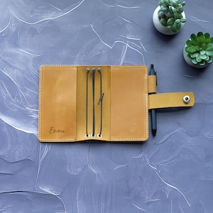 Personalized Leather Journal Cover, Refillable Traveler Notebook, Coworker Gift