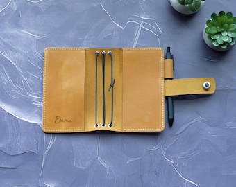 Leather Journal Cover Personalized, Travelers Notebook Cover, Field Notes, Refillable Pocket Planner Cover A4 A5 A6 B5 B6, Coworker Gift