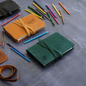 Personalized Leather Journal Cover, Refillable Notebook Protector, Hobonichi A5 A6 B5 B6 Sizes