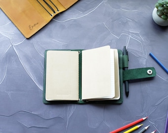 Funda recargable de cuero, funda para agenda de bolsillo, funda para cuaderno Field Notes, funda para cuaderno de viaje con portabolígrafos