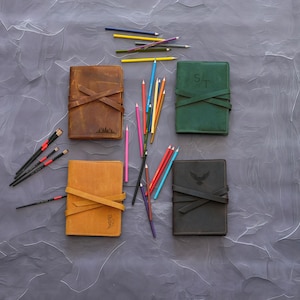 Refillable Notebook Cover B6 B5 A4 A5 A6, Leather Journal Cover for Coworker, Wrap Around Happy Planner Cover, Hobonichi Leuchtturm1917