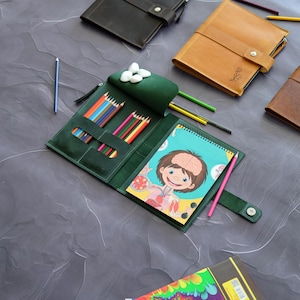 Soporte personalizado para bloc de dibujo, funda de cuero para cuaderno de dibujo, estuche recargable para cuaderno de dibujo, regalo para profesor de arte para dibujar.
