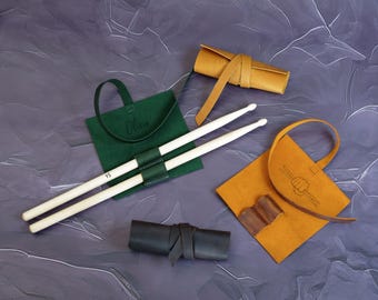 Drum Stick Holder, Leather Drumstick Sleeve Personalized, Custom Drumstick Case, Drum Stick Wrap, Gift for Drummer, Music Lover Gift