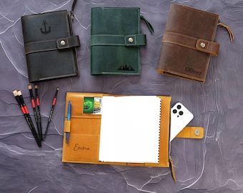Handmade Leather Journal Cover, Refillable Notebook, Planner, Organizer, Multiple Sizes