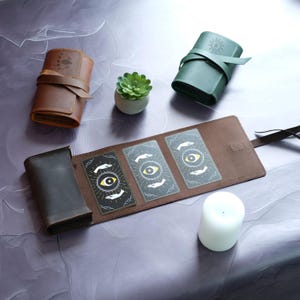 Estuche enrollable para tarot con tapete para tiradas, fundas protectoras, regalo para lectores de tarot, funda para cartas de tarot, funda para baraja de tarot