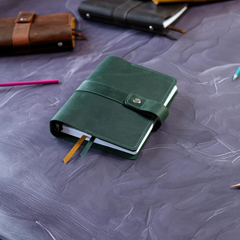 Two Ribbon Journal Custom A5 Leather Ring Binder, Personalized Journal Planner, Corporate ...