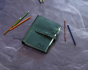 Personalized Leather Journal, Refillable A5 A4 Discbound Notebook, Genuine Leather Planner
