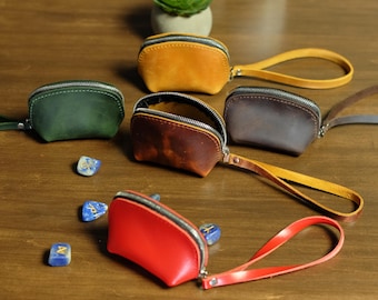 Leather Rune Pouch with Wristlet Viking Compass Valknut Case