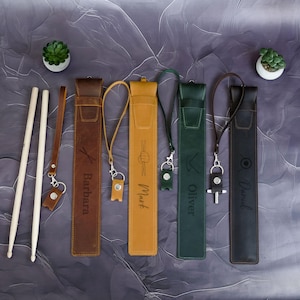 Leather Drumstick Sleeve Personalized, Custom Drumstick Case, Music Gift for Boyfriend, Drum Stick Pouch, Drumstick Holder, Gift for Drummer